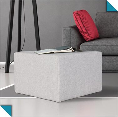 Пуф-підніжка Deshome 63x63x44 см Водовідштовхувальна тканина Сучасний дизайн пуфа для дивана Вітальня Спальня, Пуф-підніжка, Пуф Мінерва сірий