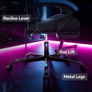 Офісне крісло, ігрове крісло, геймерське крісло, комп&39ютерне крісло з підставкою для ніг, м&39яке ігрове крісло, ігрове крісло для дорослих, обертове крісло, чорний/синій