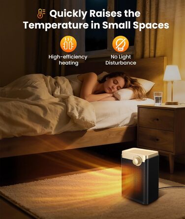 Енергозберігаючий електричний вентилятор-обігрівач, електричний обігрівач потужністю 1500 Вт з керамічним нагрівальним елементом PTC, 3 режими, портативний обігрівач із захистом від перегріву та перекидання, для ванних кімнат, спалень, кемпінгу в приміщен