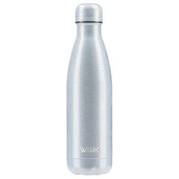Термос WINK 500 мл з нержавіючої сталі Герметична та без бісфенолу А Ізольована пляшка для гарячих та холодних напоїв Дорожня пляшка з бавовняним чохлом Стильна та багаторазова Блискуче сріблястий колір