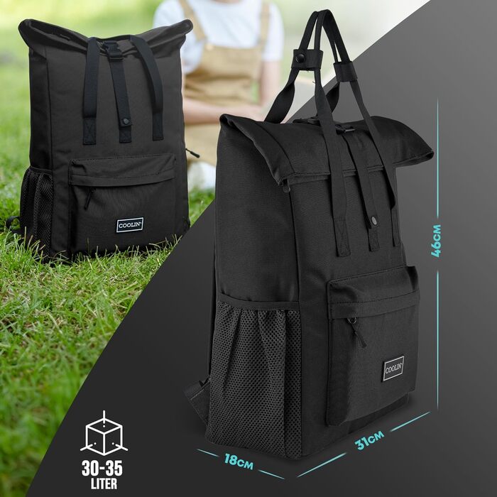 Рюкзак-холодильник Coolin&39 30L Рюкзак з відділенням-холодильником для пива, пікніків, напоїв тощо Сумка-холодильник як рюкзак - практичний та простий Термічний рюкзак для пляжу або походів, чорний