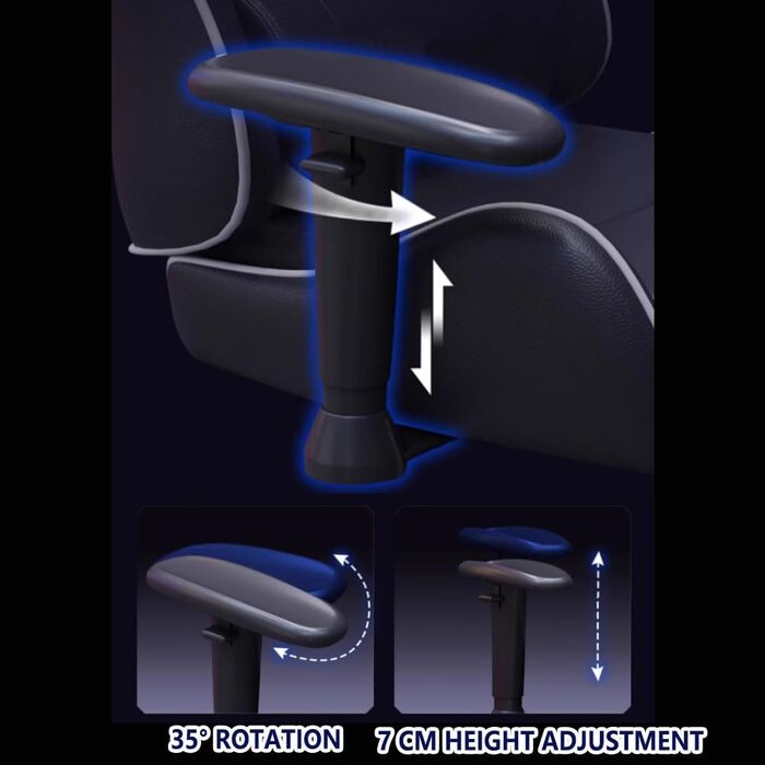 Ігрове крісло, ергономічне комп&39ютерне крісло з підставкою для ніг, що відкидається на 90-145, регульовані 3D підлокітники, потовщене шасі для дому та офісу, чорного кольору