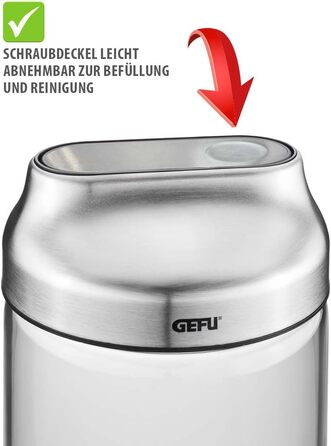 Контейнер для зберігання GEFU KIPPO 1300 мл Скляний контейнер з кришкою, що відкидається, та захистом аромату Герметичний, ідеально підходить для дозування цукру, борошна, мюслі, макаронів, сухих продуктів