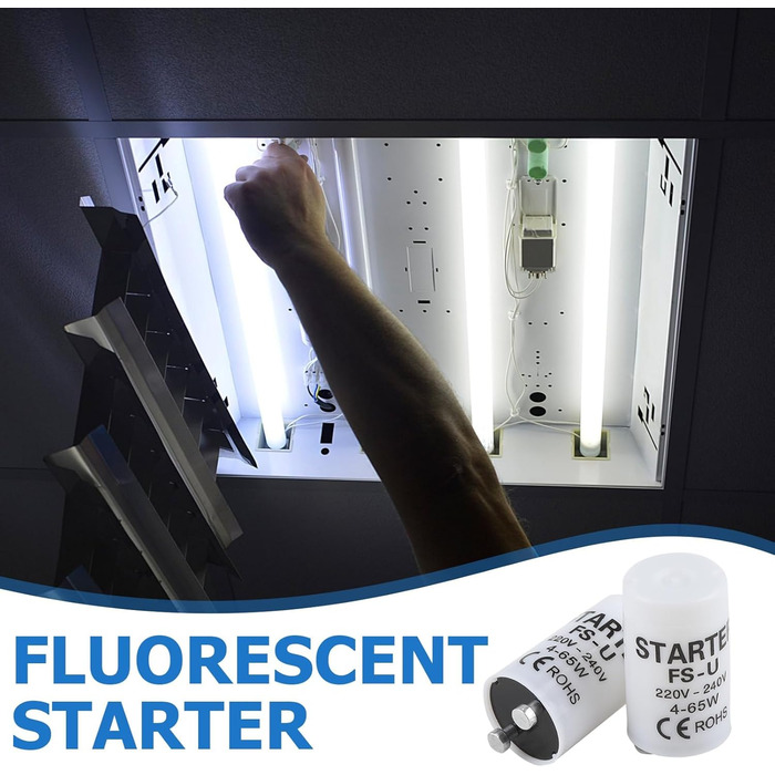 Люмінесцентна лампа на 6 стартерів, універсальний стартер для люмінесцентних ламп ST111, 4-65W, 220-240V, міцний і надійний стартер для люмінесцентних ламп, підходить для побутового та комерційного використання (6 шт.)