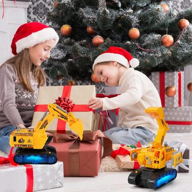 Іграшка-екскаватор Kizeefun, водіння 2-в-1 з дистанційним керуванням, електричний робот-екскаватор із музикою та світлом, автомати