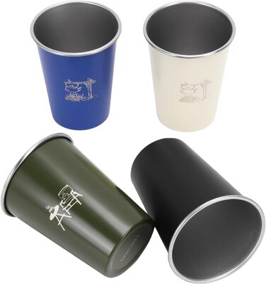 Пивні кухлі з нержавіючої сталі 304, легкі, міцні, портативні, набір з 4 кухлів для кемпінгу, 350 мл, кухлі для води для пікніка на свіжому повітрі, підходять для походів з кавою