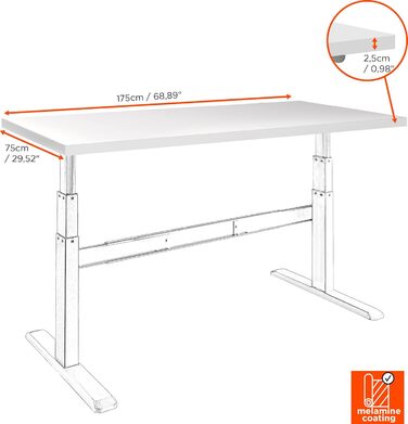Стільниця Celexon 175x75 см біла міцна меламінова ДСП із захисним краєм для вашого столу довговічна та проста в догляді робоча поверхня для офісу та дому зі стільницею 175 x 75 см