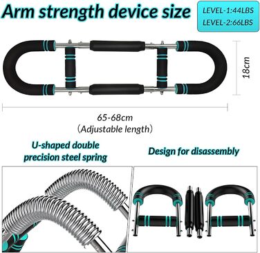 Тренажер для рук Ultimate Twister, регульований портативний тренажер для грудей та рук із пружинним опором від 18 до 45 кг, портативний знімний тренажер для верхньої частини тіла для дому та фітнесу