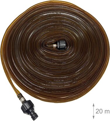 Шланг для поливу Relaxdays, 20 м, для газонів та клумб, плоский, з отворами, шланг-розпилювач, для саду, коричневий