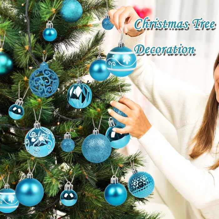 Набір різдвяних прикрас для ялинк 100 шт бірюзові Ywlake