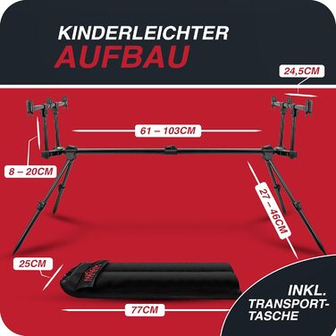 Тримач для вудок Rod Pod на 3 вудки гнучко регульований Тримач для вудок Rod Pod для риболовлі ловля коропа