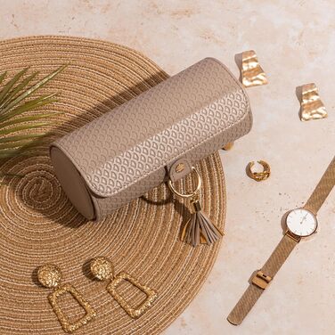 Маленька обертова шкіряна скринька для ювелірних виробів Vlando, підставка для ювелірних виробів, футляр для дорожніх ювелірних виробів, скринька для зберігання сережок, подарунки на день народження/новий рік для жінок та дівчат, сірий колір