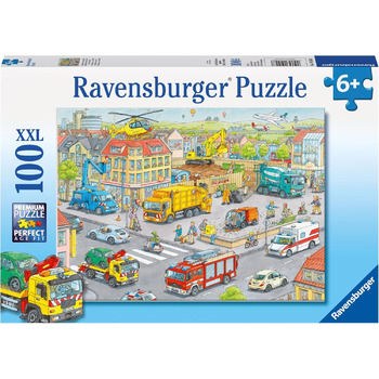 Дитячий пазл Ravensburger - 10558 Транспортні засоби в місті - Пазл для дітей від 6 років, 100 елементів у форматі XXL