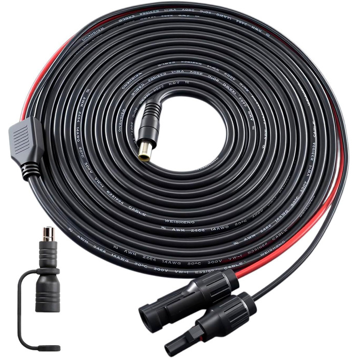 Кабель сонячної розетки на DC 8 мм з адаптером DC 7909 - 8020, кабель сонячної зарядки 14AWG, сумісний з Jackery Explorer 240/1000/2000 Pro Plus, Bluetti EB70/EB3A/AC200MAX, електростанцією Anker 535/555 (5 м).