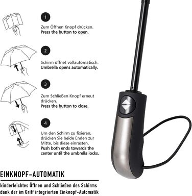 Парасолька VON HEESEN захищена від шторму до 140 км/год - з сумкою-парасолькою та дорожнім футляром - Складна парасолька з автомат