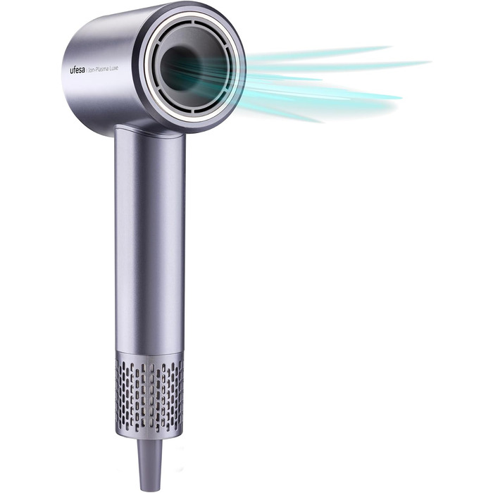 Фен Ufesa Ion Plasma Luxe з датчиком температури, двигун 110 000 об/хв, іонізатор, цифровий дисплей, ефект розгладження, магнітні насадки, 2 швидкості, 2 температури, низький рівень шуму