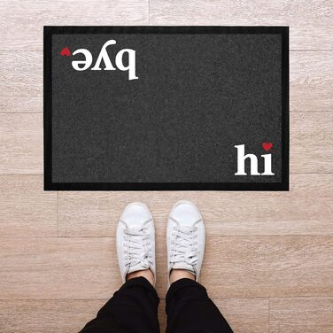 Килимок для дверей MoonWorks Hi Bye Welcome із кумедним написом, нековзний та миється, чорний, 60x40 см Welcome Hi Bye Black