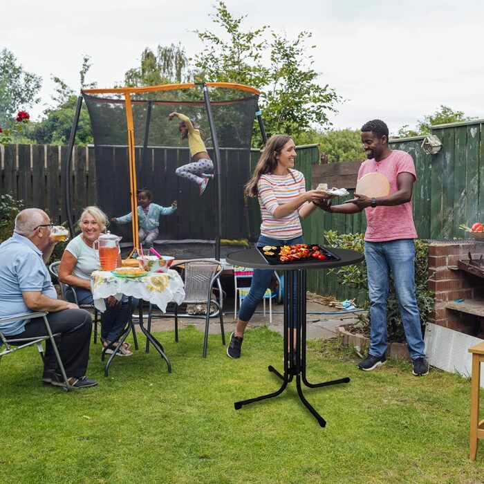 Складаний стоячий стіл, стіл для бістро, Ø 80 см, круглий, садовий стіл для приміщень/вулиці, стіл для вечірок для заходів, барів, клубів або ресторанів (чорний)
