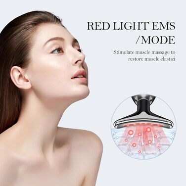 Масажер для обличчя Yofuly проти зморшок, пристрій для краси обличчя з 3 режимами, 45C проти зморшок для обличчя, підтяжка та ліфтинг шкіри, EMS масаж обличчя для жінок та чоловіків (нуар) Чорний