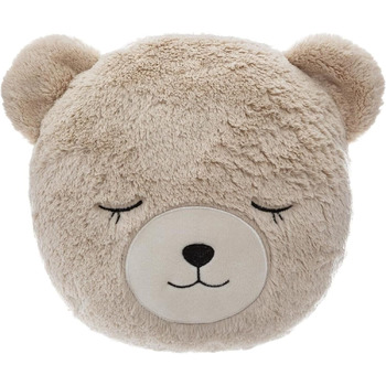Дитяча подушка ведмедик - Штучне хутро - D28 см - Бежевий ука (1 упаковка) Бежевий