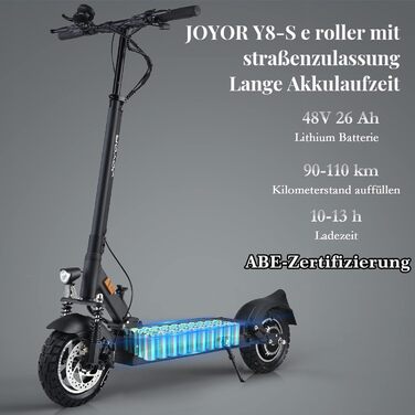 Електросамокат JOYOR Escooter Y з максимальним запасом ходу 40-75 км, 48V 13/18AH з безщітковим двигуном потужністю 500 Вт і максимальною вантажопідйомністю 120 кг Y8S 48V26AH