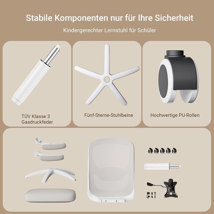 Крісло для офісу Bionic 4D з поперековою підтримкою, ергономічне офісне крісло з підлокітниками, що відкидаються на 100, регульоване по висоті офісне крісло, сітчасте комп&39ютерне крісло, відповідає стандарту EN12520, сіро-бежеве