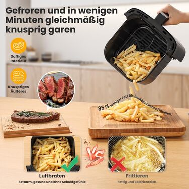 Аерофритюрниця 4.5 л Аерофритюрниця 1500 Вт Мультифункціональна фритюрниця XXL з книгою рецептів без олії для 1-6 осіб без BPA