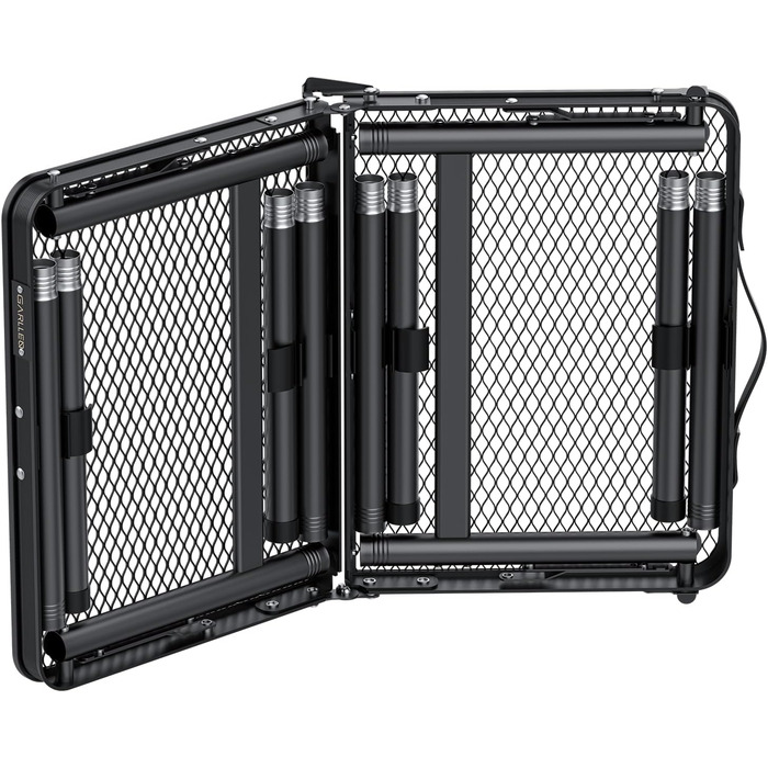 Складаний стіл-гриль GARLLEN, 60x40 см та 3 регульовані висоти (27/51/75 см), легкий та портативний, складаний стіл, кемпінговий стіл, бічний столик, садовий стіл, стіл для пікніка, невеликий стіл-гриль для кемпінгу, чорний, 60 x 40 x 27/51/75 см