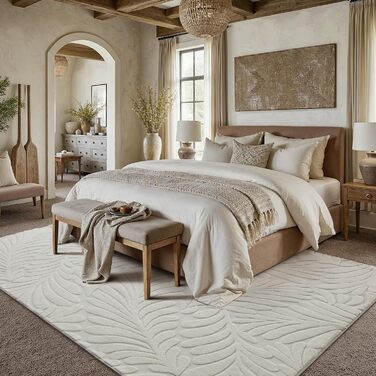 Килим кремового кольору для вітальні, 160x230 см, стиль бохо, можна прати, 3D-ефект, дитяча кімната, балкон, килимок біля ліжка, їдальня, пухнастий, короткий ворс, великий, кремовий килим 160 x 230 см (прямокутний)