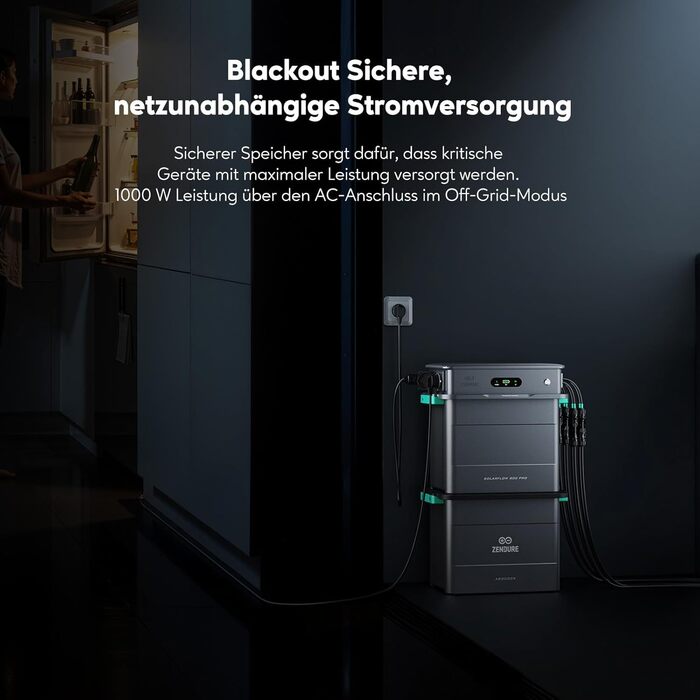 Балконна електростанція Zendure з накопичувачем, SolarFlow 800 Pro з сонячною потужністю 2640 Вт, зарядкою змінного струму 1000 Вт, вихідною потужністю 800 Вт, системою управління енергією зі штучним інтелектом, LiFePO4 акумулятором 1,92 кВтгод, ємністю 1