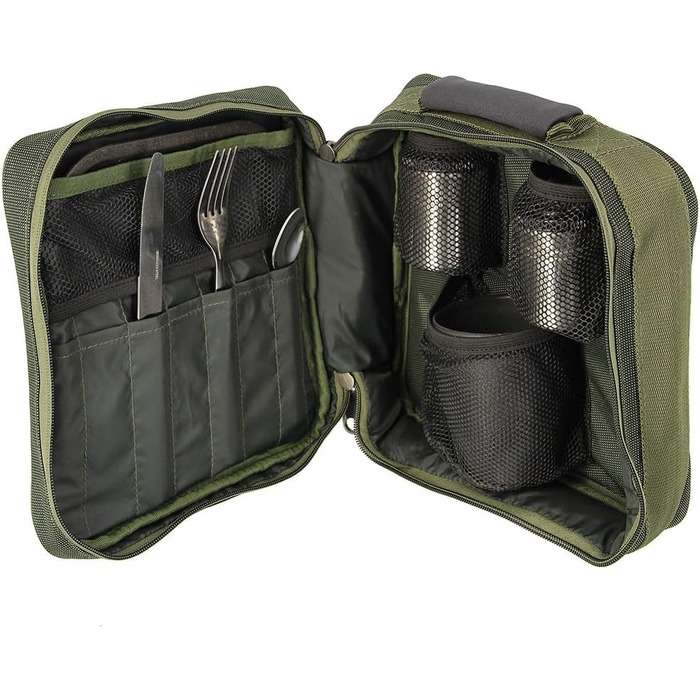 Набір посуду для кемпінгу на 1 особу, набір рибальського приладдя, набір столових приборів з футляром для перенесення, контейнер з нержавіючої сталі для виживання на природі, чашка, ніж, виделка, ложка, тарілка