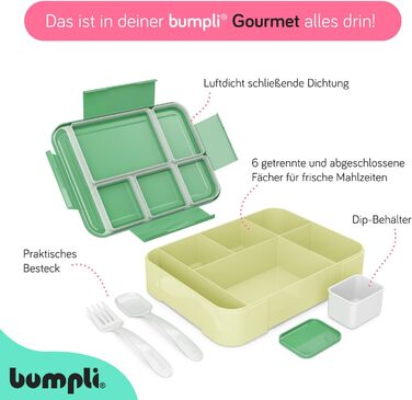 Бумплі Ланчбокс Гурман Дитячий контейнер для обіду з відділеннями, ідеальний для школи та подорожей Міцний ланчбокс, шкільний ланчбокс, стильний дитячий контейнер для їжі, ланчбокс у школу
