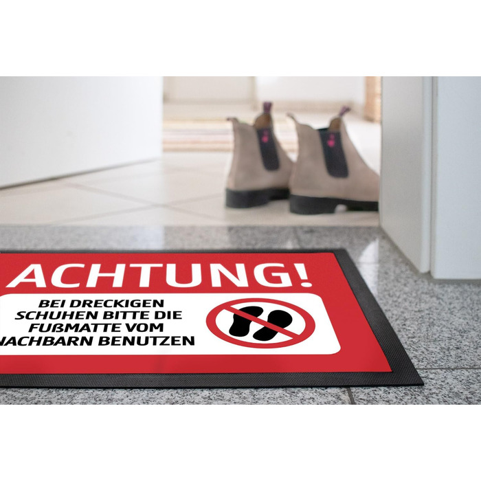 Килимок MoonWorks Увага Якщо ваше взуття брудне, будь ласка, скористайтеся килимком сусіда. Забавний, нековзний та миється. Чорний, 60x40 см. Увага, чорний