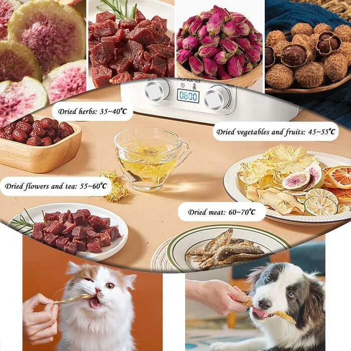 Дегідратор RANJIMA з 5 лотками для запасів, дегідратор для їжі Дегідратор з регулятором температури 3570C Таймер дегідратора Сушарка для харчових продуктів М'ясо Овочі Фрукти