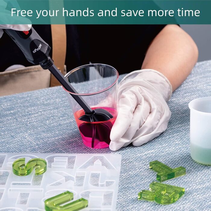 Блендер ISTOYO з епоксидною смолою, ручна акумуляторна мішалка для мінімізації бульбашок, міксер смоли для смоли, змішування силікону, змішувач епоксидної смоли, ідеально підходить для рукоділля своїми руками (включає 2 шт. и весла)