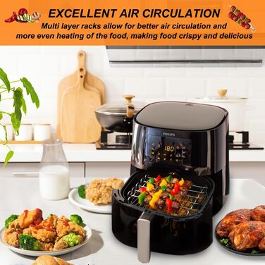 Аксесуари для фритюрниці YQL XXL Квадратна фритюрниця, багаторазова фритюрниця з гарячим повітрям підходить для фритюрниці Philips 6.2 л, COSORI 5.5 л-6.4 л/NINJA 5.7 л/Russell Hobbs Airfryer