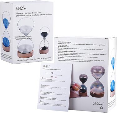 Пісочний годинник SuLiao для Uten, Поворотний на 720, Старовинний білий пісочний годинник, Вінтажний пісочний годинник 1 Hora Reloj de Arena, Великий метал, Пісочне скло, Офіс, Письмовий стіл, Дім, Весільне оформлення (Чорний, ЧОРНИЙ-30 хв і БІЛИЙ-5 хв)