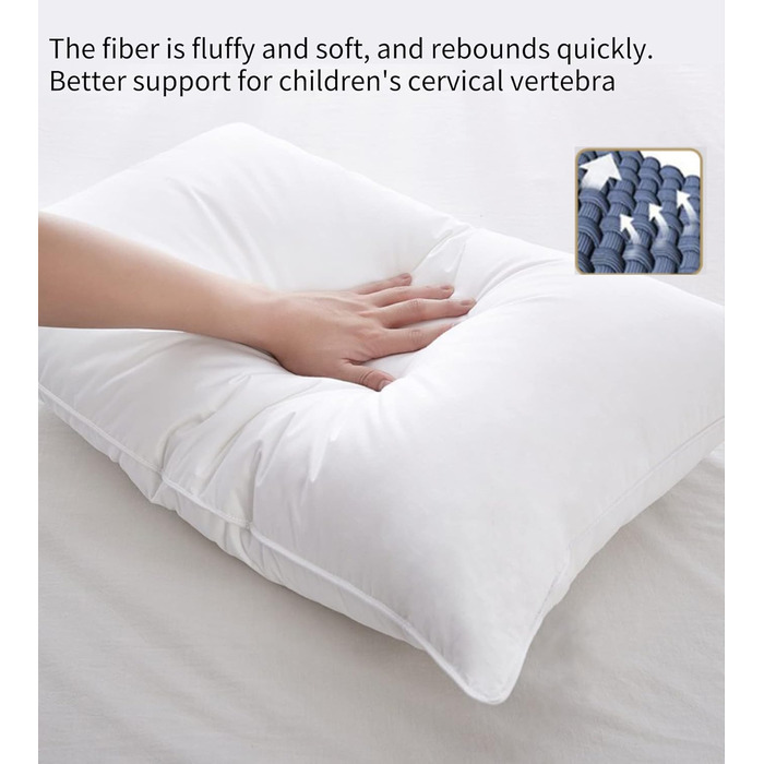 Дитяча подушка 40x60 см з бавовняною наволочкою - М'яка бавовняна подушка, на якій сплять діти - Гіпоалергенна дитяча подушка - Ди