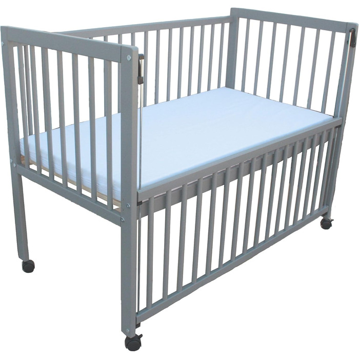 Дитяче ліжко/Біч-ліжко/Ліжко для малюків 2-в-1 Micoland 120x60 см з матрацом сірого кольору