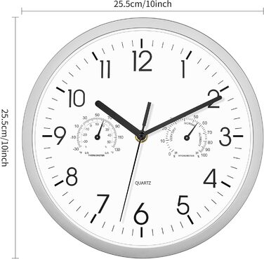 Настінний годинник Foxtop з індикатором температури і вологості Сучасний без цокання Безшумний годинник для кухні вітальні ванної