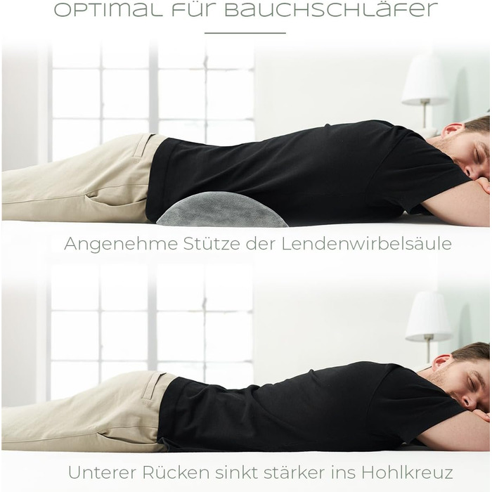 Ергономічна подушка для поперекової опори WELL B4 для ліжка та дивана - Поперекова опорна подушка для підтримки спини лежачи - Подушка для лордозу поперекового відділу хребта - Подушка для підтримки спини, Поперекова опорна подушка - СІРА