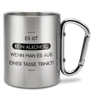 Це не алкоголь, якщо пити з чашки Чашка з нержавіючої сталі з карабіном Ідея подарунка 330 мл Чашка Для кемпінгу Ключки Срібна без кришки