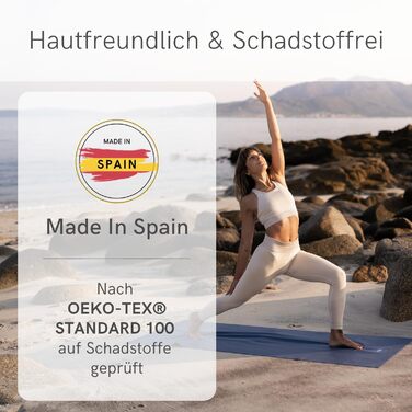 Килимок для йоги Lotuscrafts, тонкий та складаний, виготовлений з натурального каучуку, зроблено в Іспанії, легкий дорожній килимок вагою 1 кг, 185 x 65 x 0,13 см, тонкий килимок для йоги для використання в дорозі, колір індиго