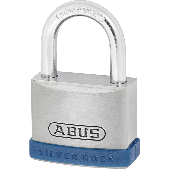 Замок навісний Silver Rock 5/40 з масивного цинку - набір 2 шт. - з силіконовою захисною рамкою - для підвалів та ін. - рівень безпеки ABUS 5 - Синьо-сріблястий набір, 40 мм, стандартна дужка