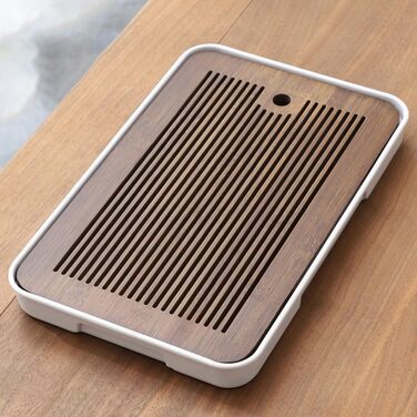 Чайний набір Кунг-Фу з підносом, 36 x 24 см, з ПВХ гладкі краї, швидкий дренаж, розбірна конструкція для легкого очищення