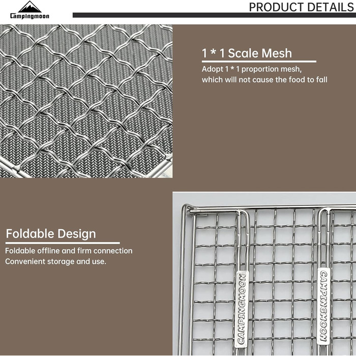 Кемпінговий тостер Campingmoon для газової плити 304 Тостер для хліба з нержавіючої сталі Міні-кемпінгова решітка для гриля US-1312 CM-US-1312 (маленький)