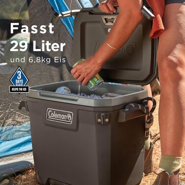 Потужний холодильник Coleman Convoy Місткість 27-22 л Зберігає лід до 5 днів Повна піноізоляція Великий портативний холодильник для використання на відкритому повітрі та будівельних майданчиках 28 кварт