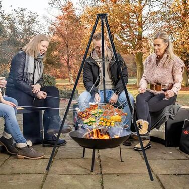 Набір для грилю та приготування на відкритому повітрі штатив-тринога з телескопічною конструкцією, решітка для грилю, гак для підвішування, велика площа для приготування