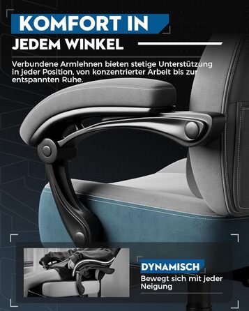 Тканина для ігрового крісла LUCKRACER, офісне крісло з підлокітниками, подушка з піни з ефектом пам&39яті, кут нахилу 90155 та підставка для ніг, міцна функціональна тканина, сіро-сіра тканина