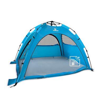 Намет для активного відпочинку SunSnapper Air - UV 80, що швидко розкладається, з 4 дверима та 3 вікнами, швидко встановлюється або автоматично встановлюється, замикається, із захистом від ультрафіолету 80, екраном для приватності та захистом від комах